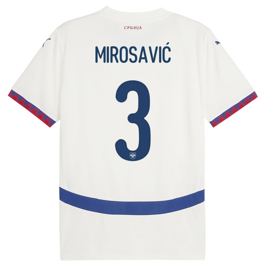 Hombre Fútbol Camiseta Serbia Veljko Mirosavic #3 Blanco 2ª Equipación 24-26