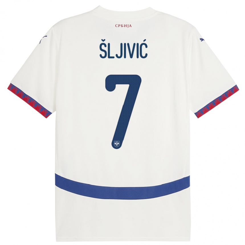 Hombre Fútbol Camiseta Serbia Jovan Sljivic #7 Blanco 2ª Equipación 24-26