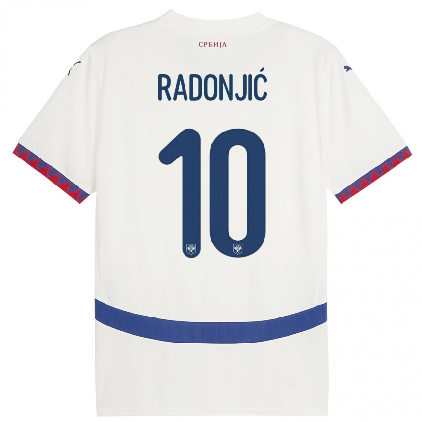 Hombre Fútbol Camiseta Serbia Mateja Radonjic #10 Blanco 2ª Equipación 24-26