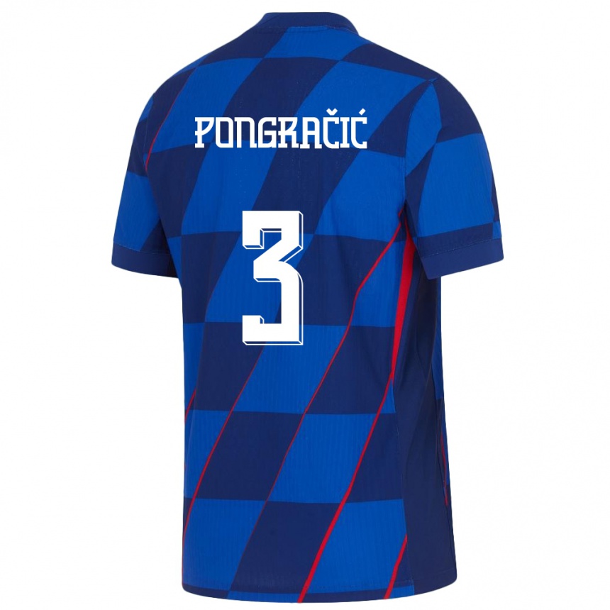 Hombre Fútbol Camiseta Croacia Marin Pongracic #3 Azul 2ª Equipación 24-26