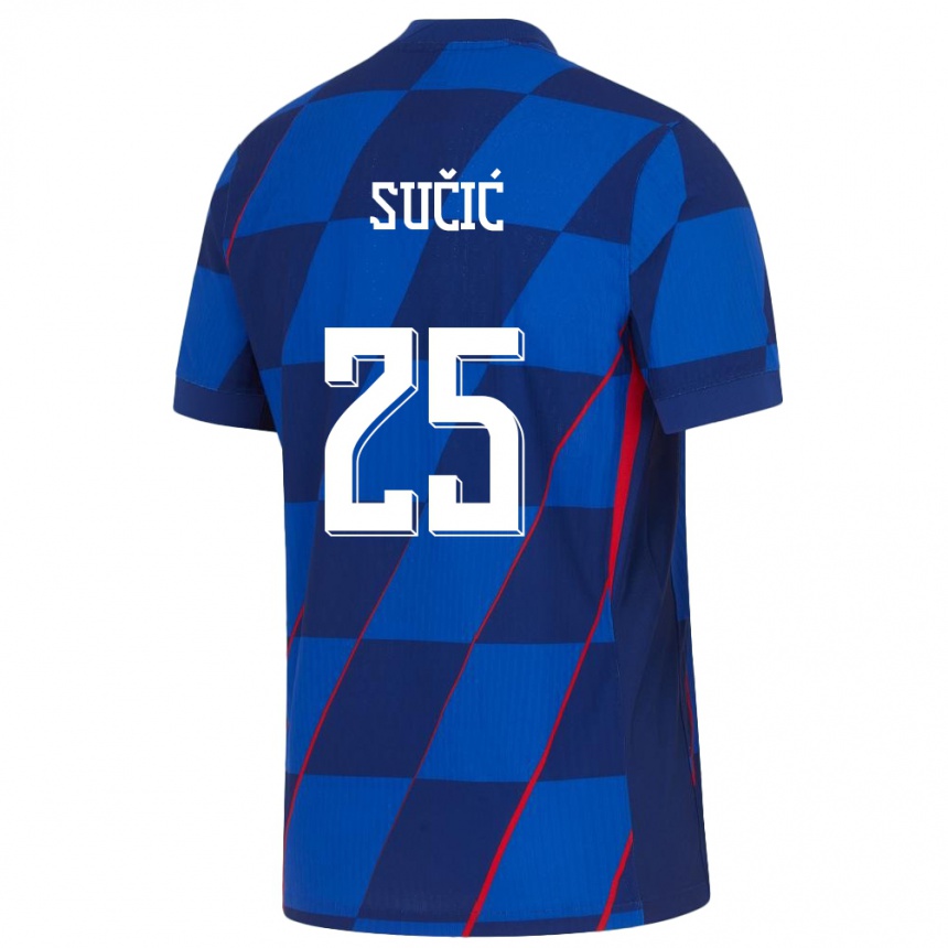 Hombre Fútbol Camiseta Croacia Luka Sucic #25 Azul 2ª Equipación 24-26