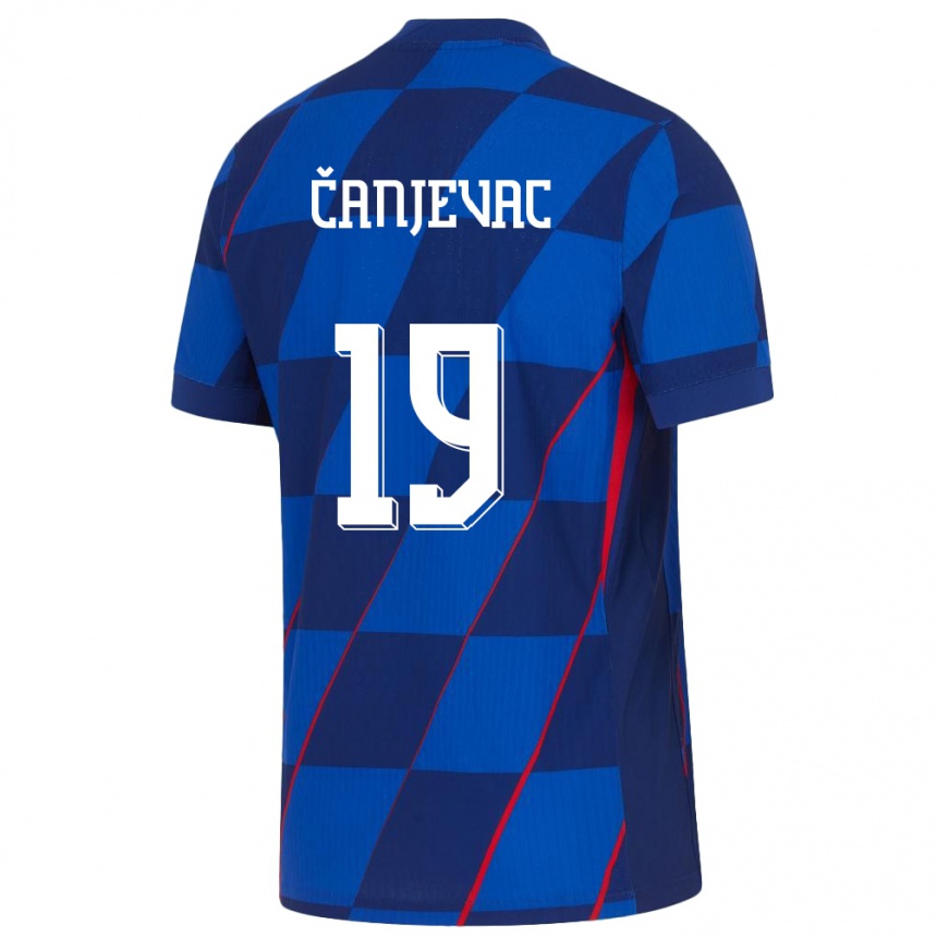 Hombre Fútbol Camiseta Croacia Janja Canjevac #19 Azul 2ª Equipación 24-26