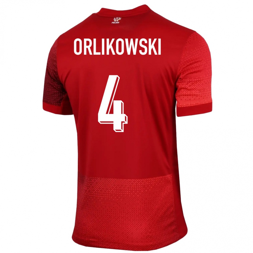 Hombre Fútbol Camiseta Polonia Igor Orlikowski #4 Rojo 2ª Equipación 24-26