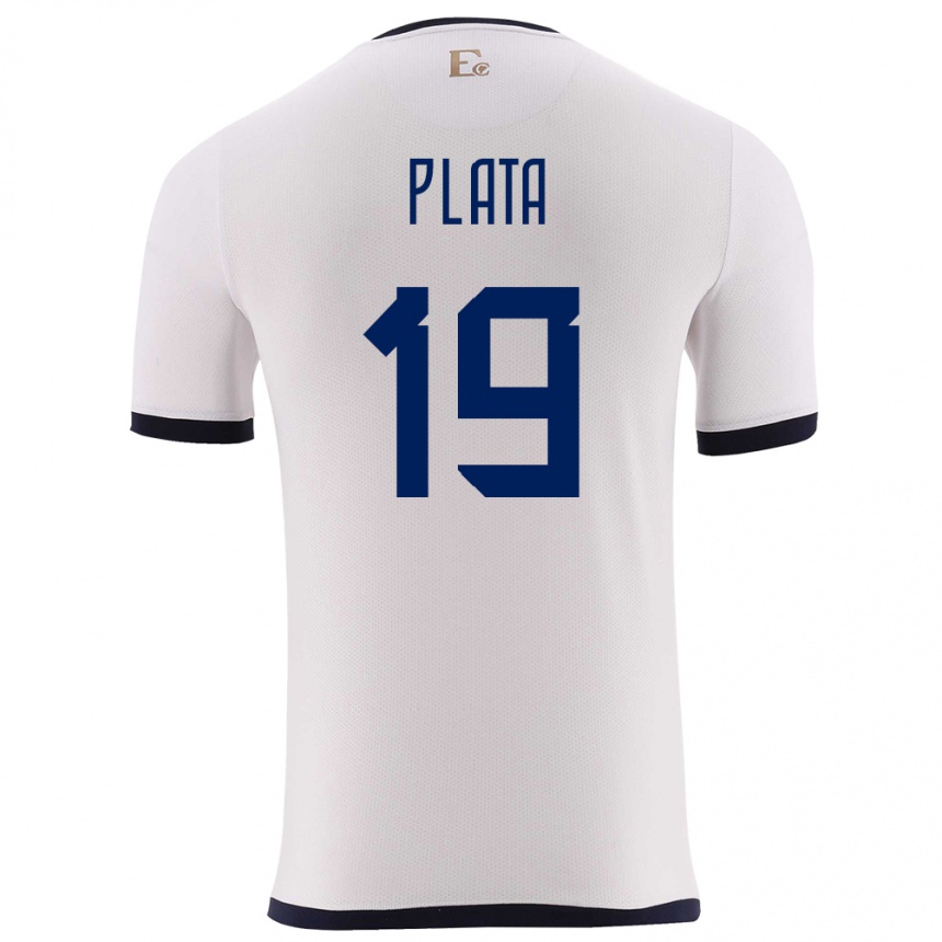 Hombre Fútbol Camiseta Ecuador Gonzalo Plata #19 Blanco 2ª Equipación 24-26