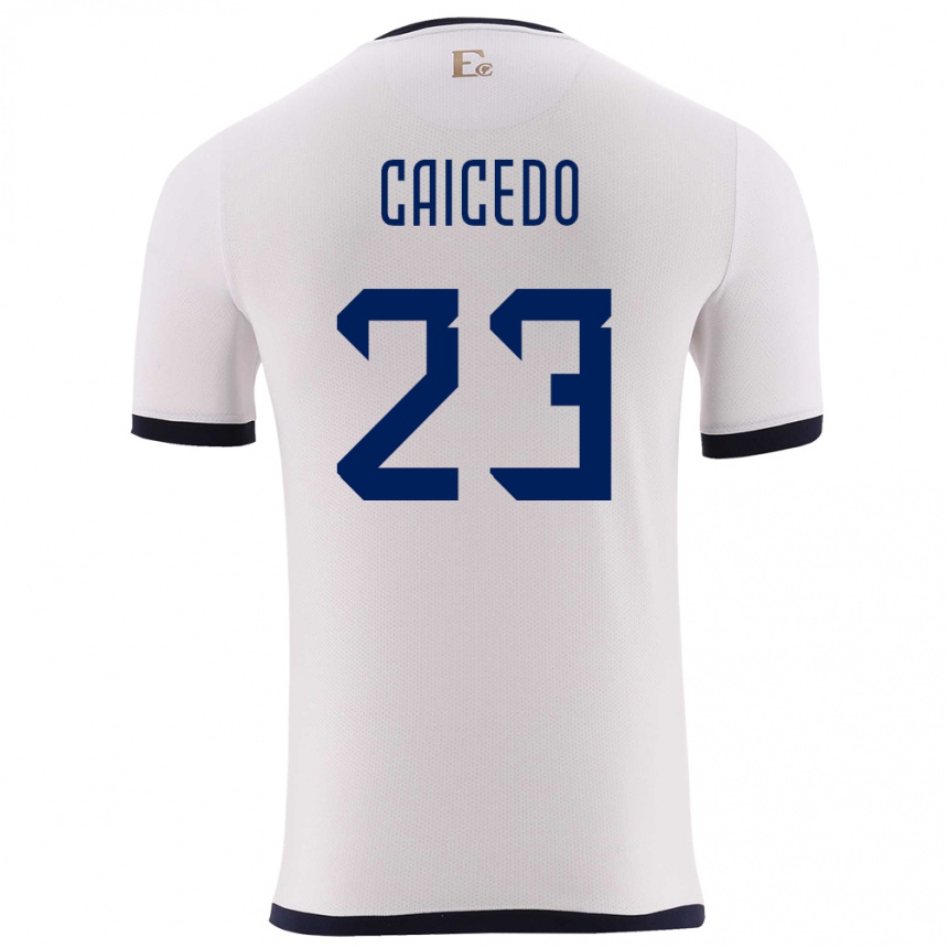 Hombre Fútbol Camiseta Ecuador Moises Caicedo #23 Blanco 2ª Equipación 24-26