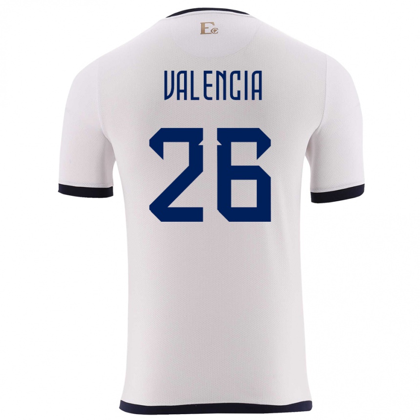 Hombre Fútbol Camiseta Ecuador Anthony Valencia #26 Blanco 2ª Equipación 24-26