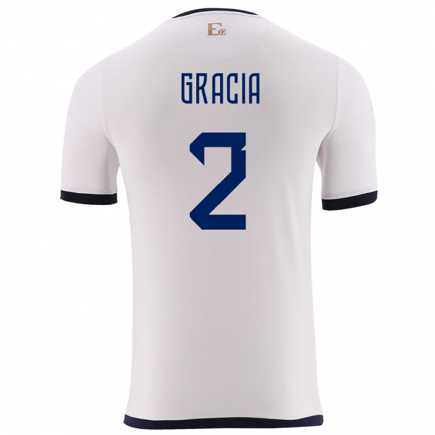 Hombre Fútbol Camiseta Ecuador Ericka Gracia #2 Blanco 2ª Equipación 24-26