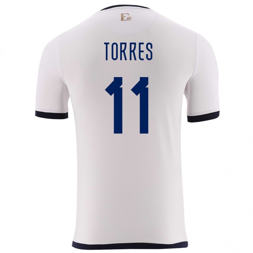 Hombre Fútbol Camiseta Ecuador Ambar Torres #11 Blanco 2ª Equipación 24-26