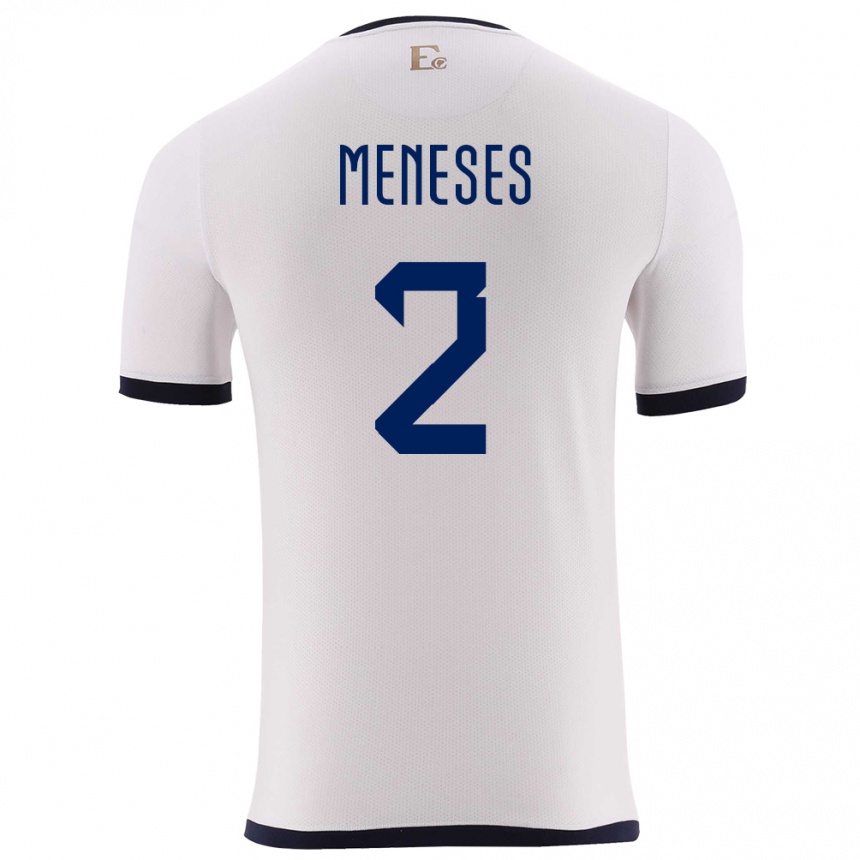 Hombre Fútbol Camiseta Ecuador Randy Meneses #2 Blanco 2ª Equipación 24-26