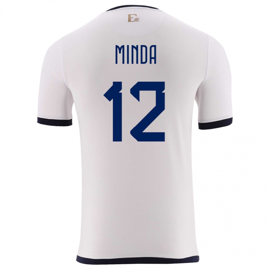Hombre Fútbol Camiseta Ecuador Ethan Minda #12 Blanco 2ª Equipación 24-26