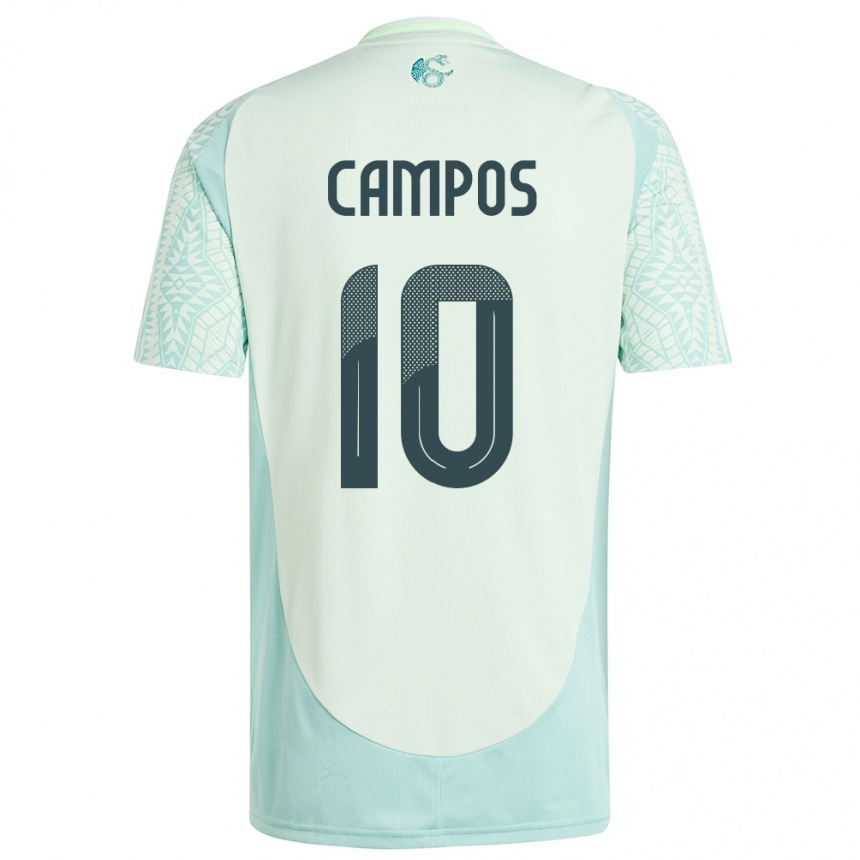 Hombre Fútbol Camiseta México Karel Campos #10 Lino Verde 2ª Equipación 24-26