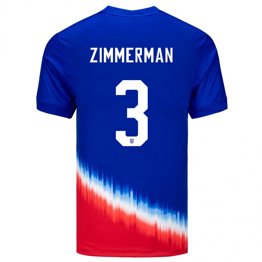 Hombre Fútbol Camiseta Estados Unidos Walker Zimmerman #3 Azul 2ª Equipación 24-26