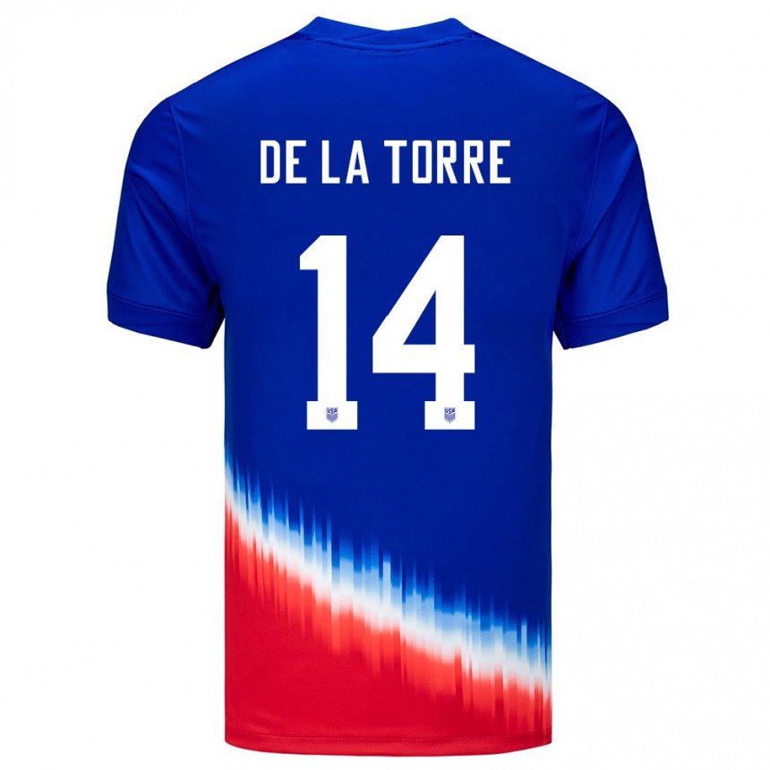 Hombre Fútbol Camiseta Estados Unidos Luca De La Torre #14 Azul 2ª Equipación 24-26