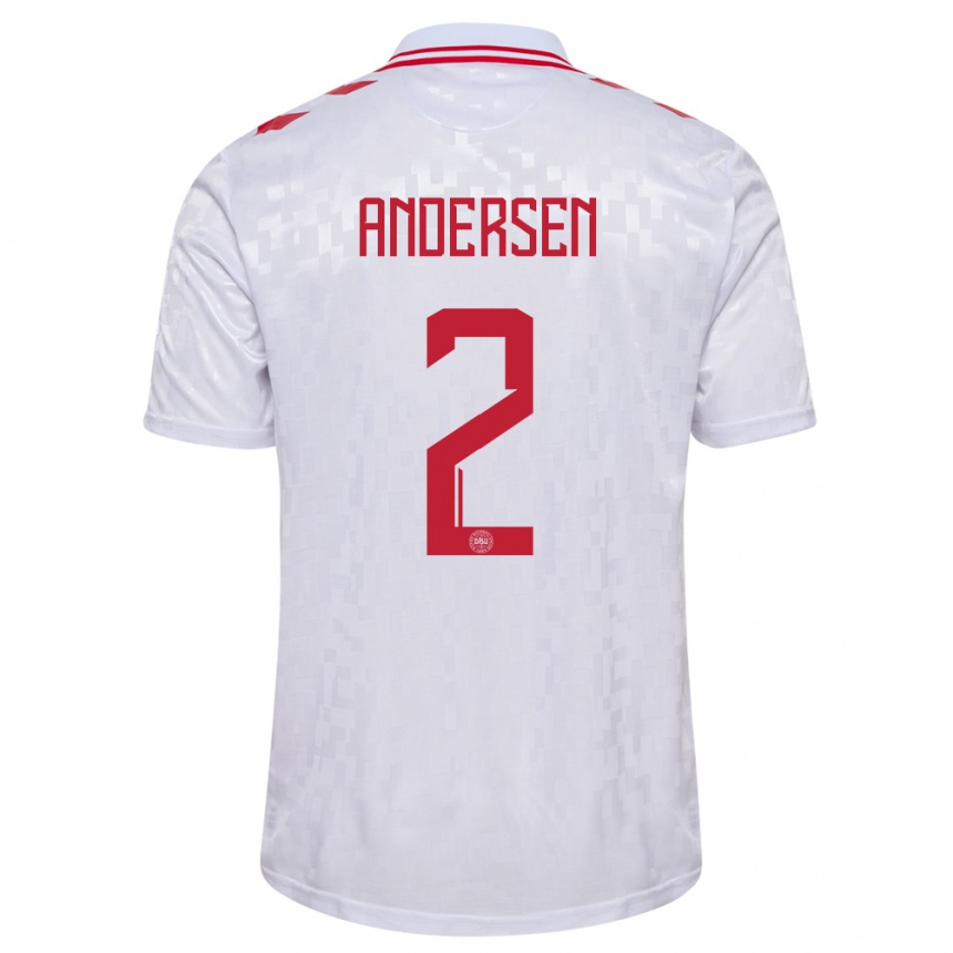 Hombre Fútbol Camiseta Dinamarca Joachim Andersen #2 Blanco 2ª Equipación 24-26