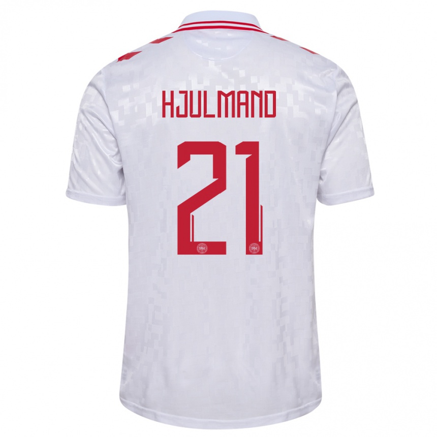 Hombre Fútbol Camiseta Dinamarca Morten Hjulmand #21 Blanco 2ª Equipación 24-26