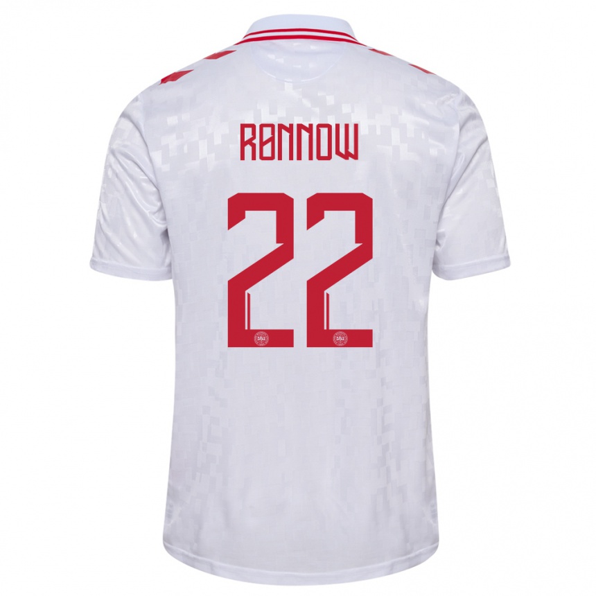 Hombre Fútbol Camiseta Dinamarca Frederik Ronnow #22 Blanco 2ª Equipación 24-26