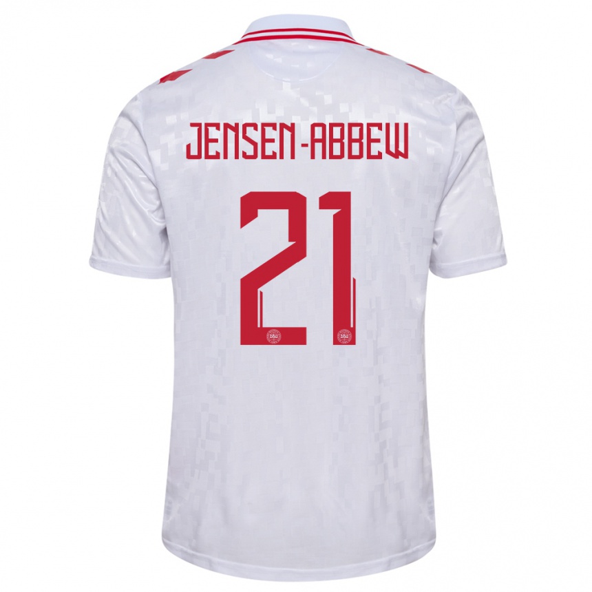 Hombre Fútbol Camiseta Dinamarca Jonas Jensen-Abbew #21 Blanco 2ª Equipación 24-26