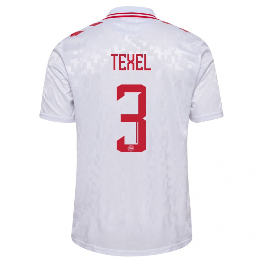 Hombre Fútbol Camiseta Dinamarca Pontus Texel #3 Blanco 2ª Equipación 24-26