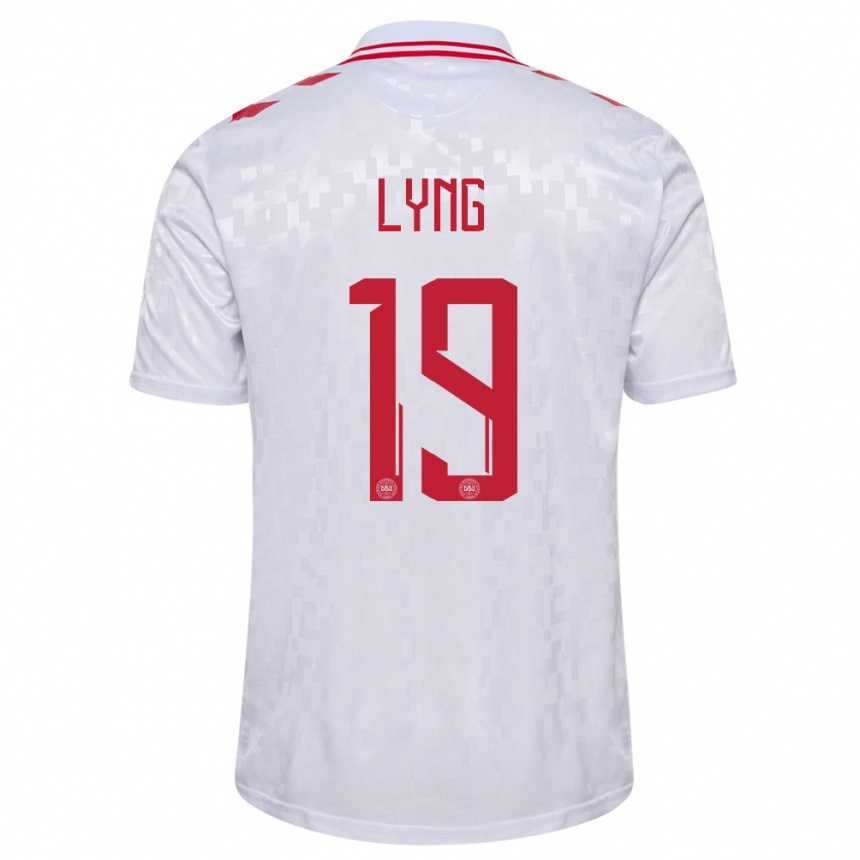 Hombre Fútbol Camiseta Dinamarca Alexander Lyng #19 Blanco 2ª Equipación 24-26