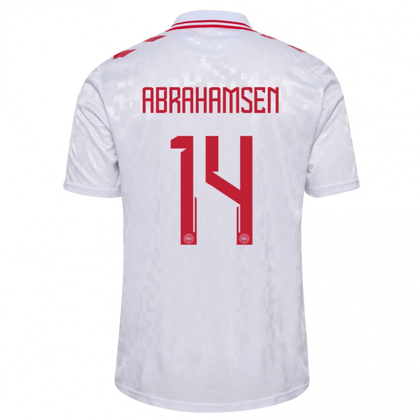 Hombre Fútbol Camiseta Dinamarca Mads Abrahamsen #14 Blanco 2ª Equipación 24-26