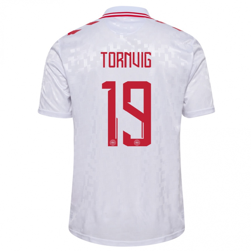 Hombre Fútbol Camiseta Dinamarca Nicolaj Tornvig #19 Blanco 2ª Equipación 24-26