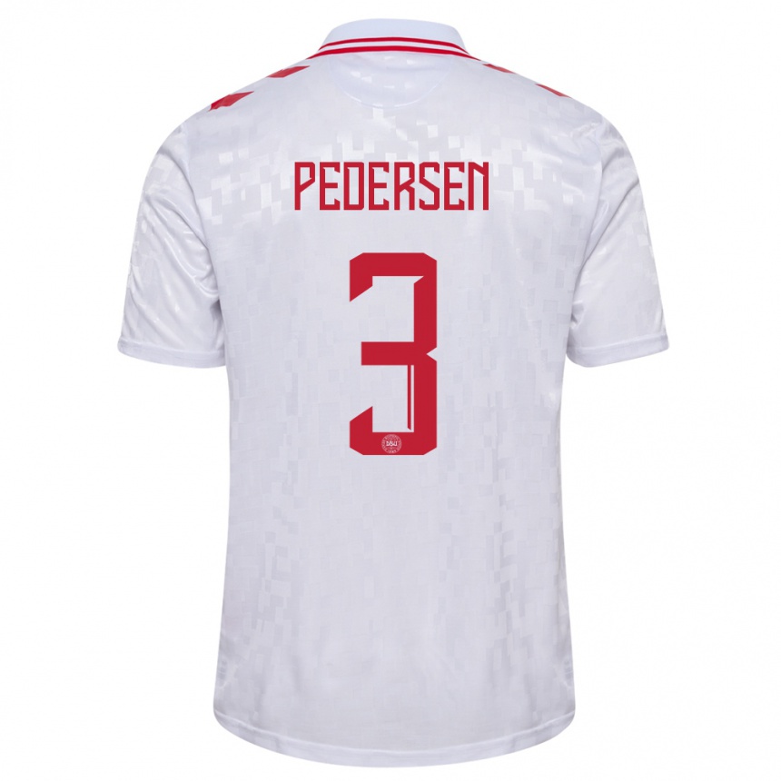 Hombre Fútbol Camiseta Dinamarca Stine Ballisager Pedersen #3 Blanco 2ª Equipación 24-26