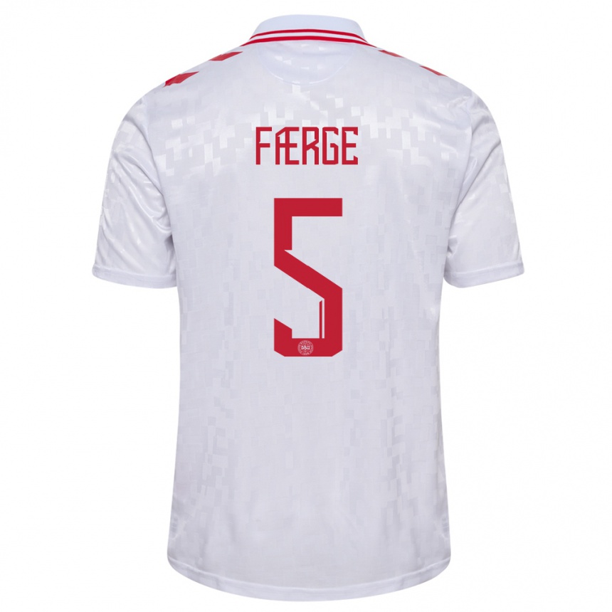 Hombre Fútbol Camiseta Dinamarca Emma Farge #5 Blanco 2ª Equipación 24-26