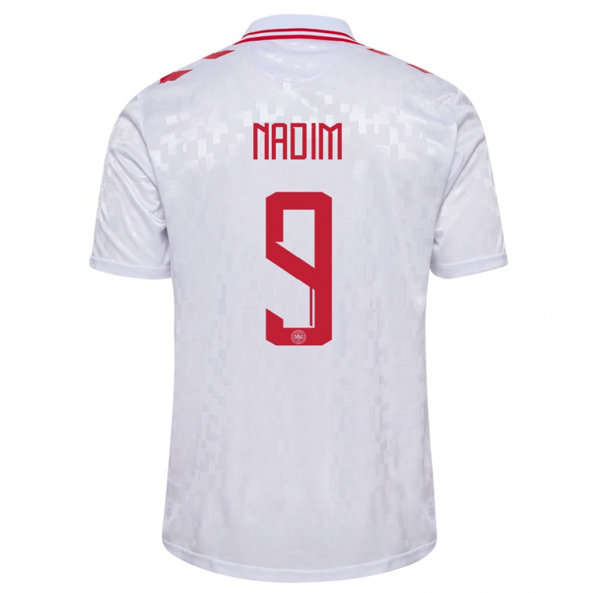 Hombre Fútbol Camiseta Dinamarca Nadia Nadim #9 Blanco 2ª Equipación 24-26