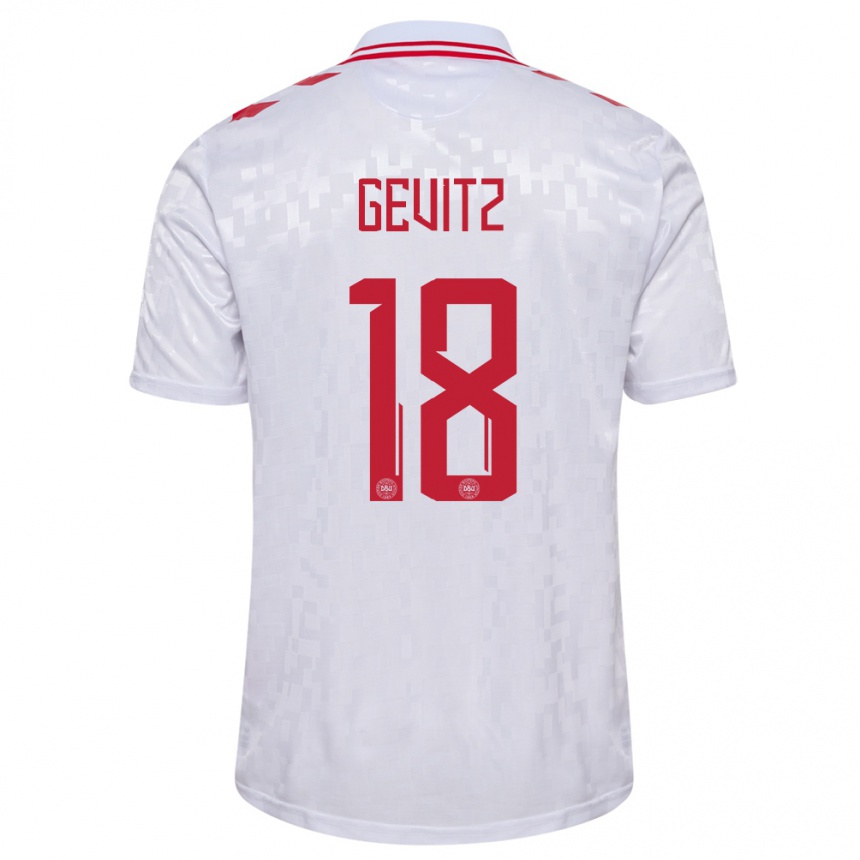 Hombre Fútbol Camiseta Dinamarca Luna Gevitz #18 Blanco 2ª Equipación 24-26