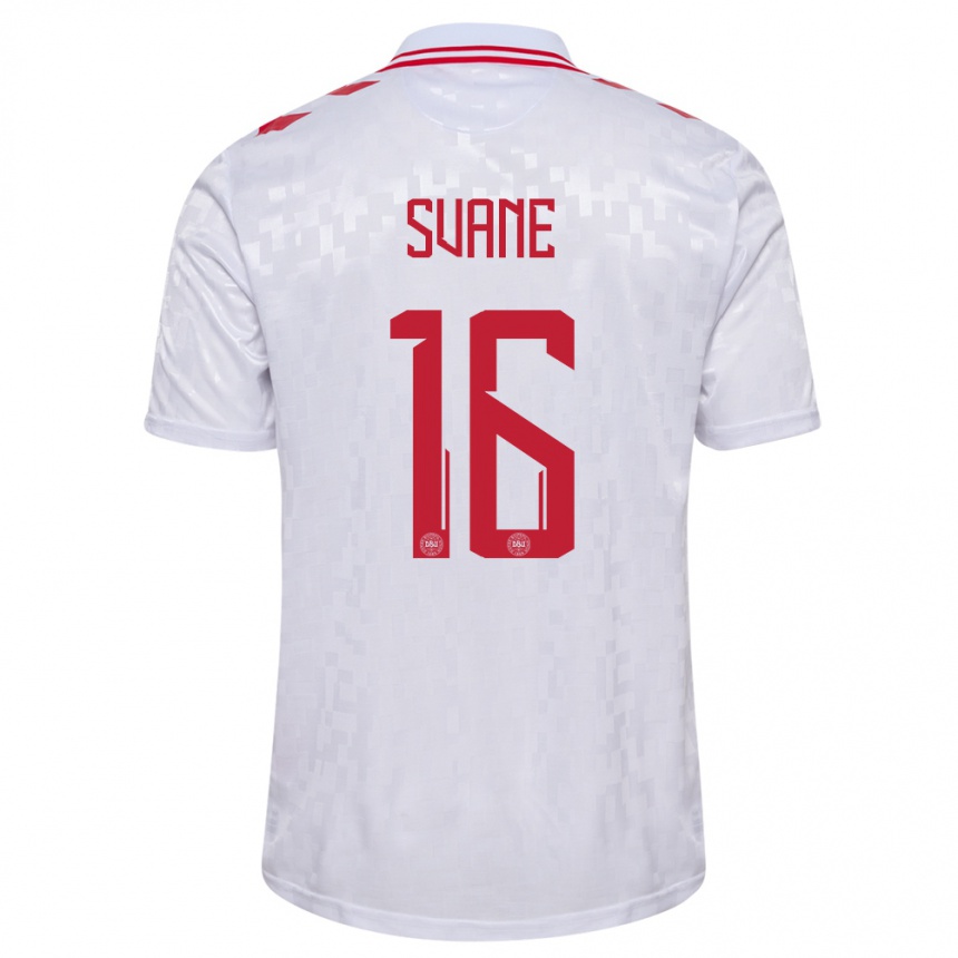 Hombre Fútbol Camiseta Dinamarca Katrine Svane #16 Blanco 2ª Equipación 24-26