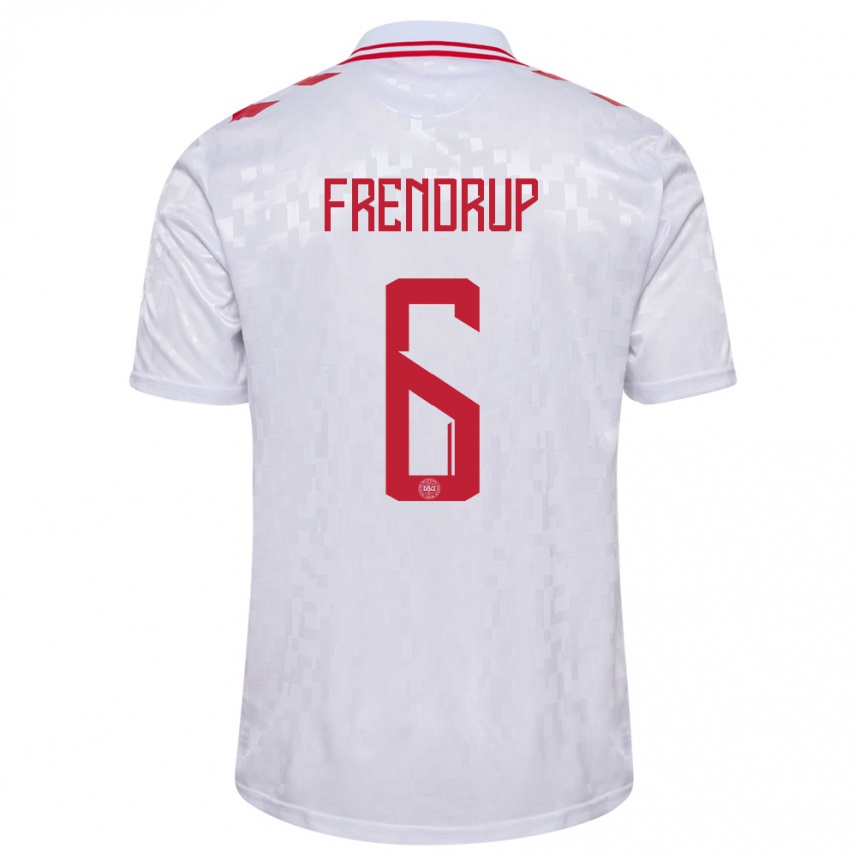 Hombre Fútbol Camiseta Dinamarca Morten Frendrup #6 Blanco 2ª Equipación 24-26