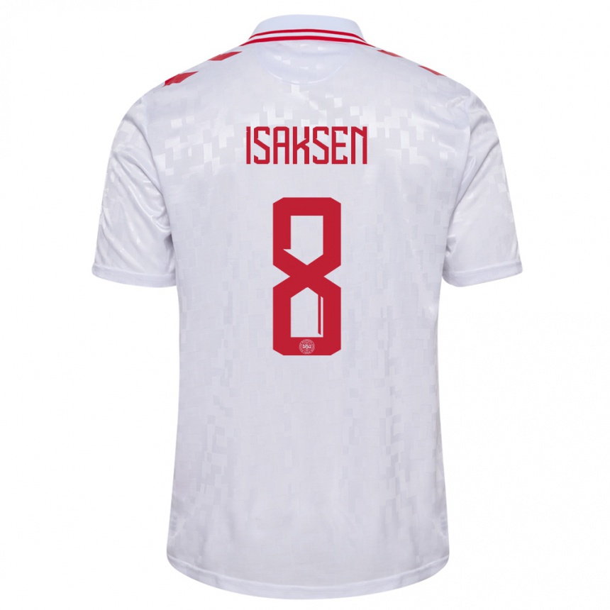 Hombre Fútbol Camiseta Dinamarca Gustav Isaksen #8 Blanco 2ª Equipación 24-26