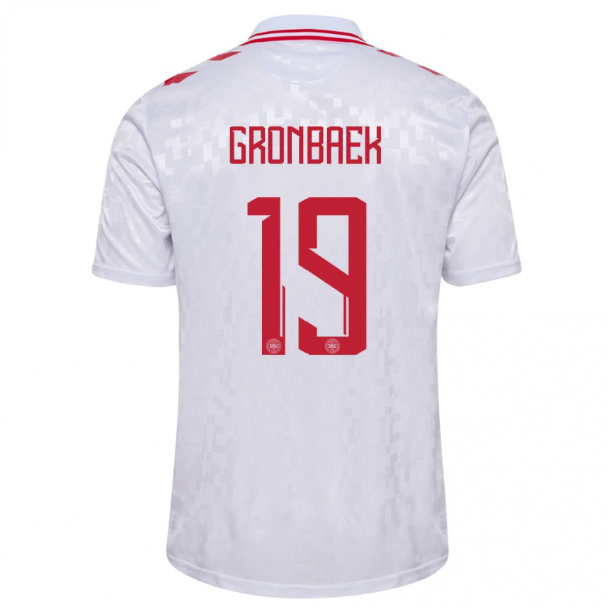 Hombre Fútbol Camiseta Dinamarca Albert Gronbaek #19 Blanco 2ª Equipación 24-26