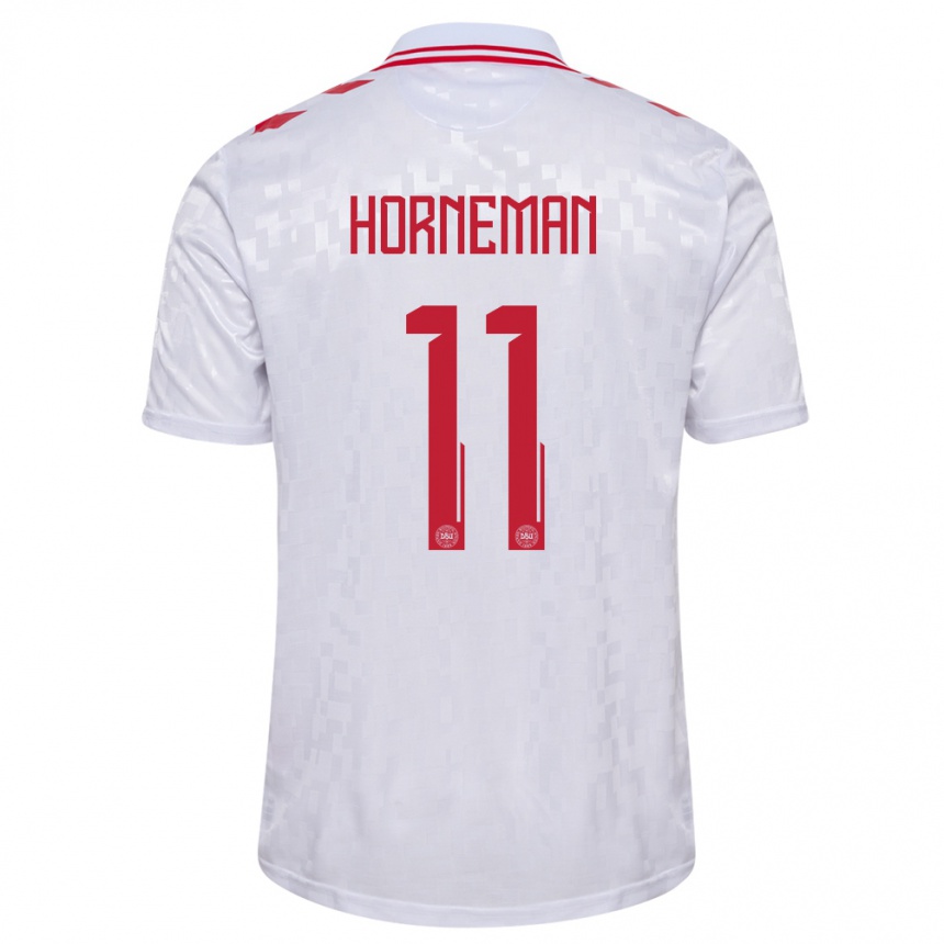 Hombre Fútbol Camiseta Dinamarca Charly Horneman #11 Blanco 2ª Equipación 24-26