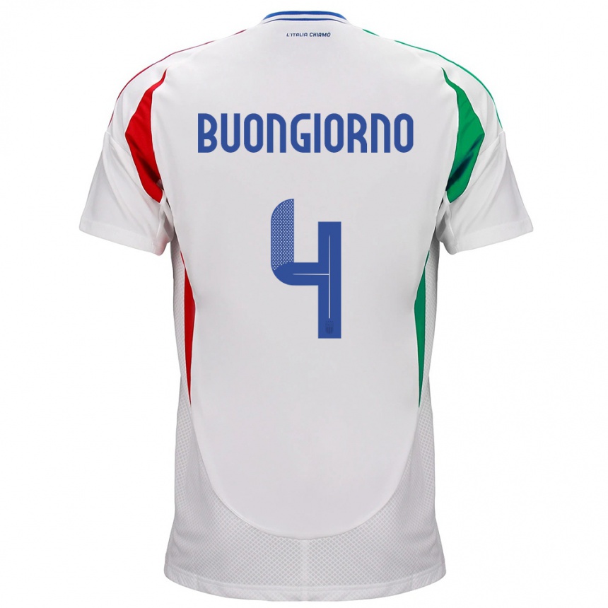 Hombre Fútbol Camiseta Italia Alessandro Buongiorno #4 Blanco 2ª Equipación 24-26