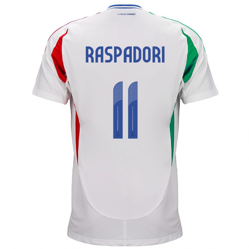 Hombre Fútbol Camiseta Italia Giacomo Raspadori #11 Blanco 2ª Equipación 24-26