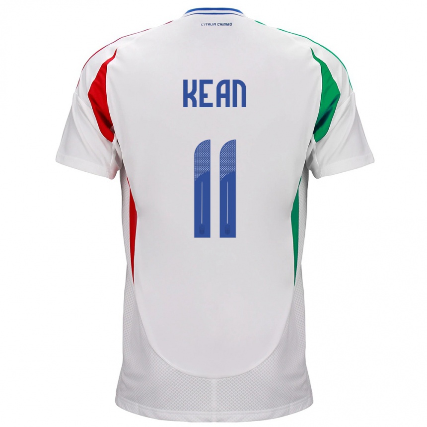 Hombre Fútbol Camiseta Italia Moise Kean #11 Blanco 2ª Equipación 24-26