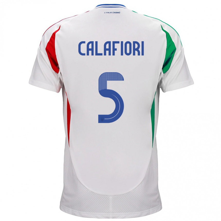 Hombre Fútbol Camiseta Italia Riccardo Calafiori #5 Blanco 2ª Equipación 24-26