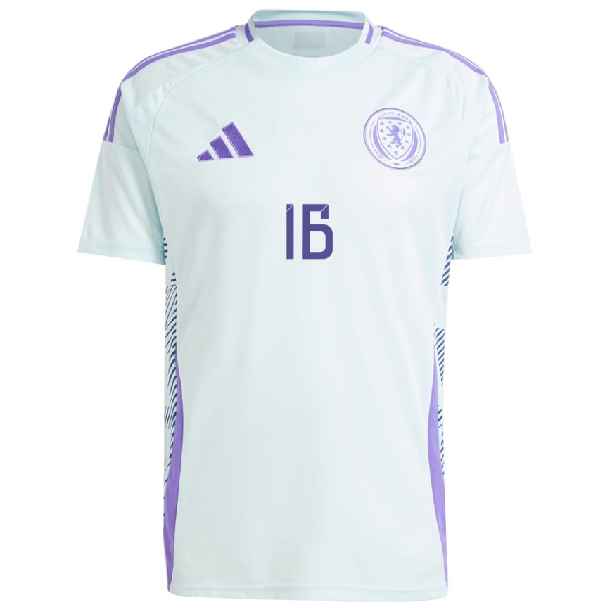 Hombre Fútbol Camiseta Escocia Rory Whittaker #16 Azul Menta Claro 2ª Equipación 24-26