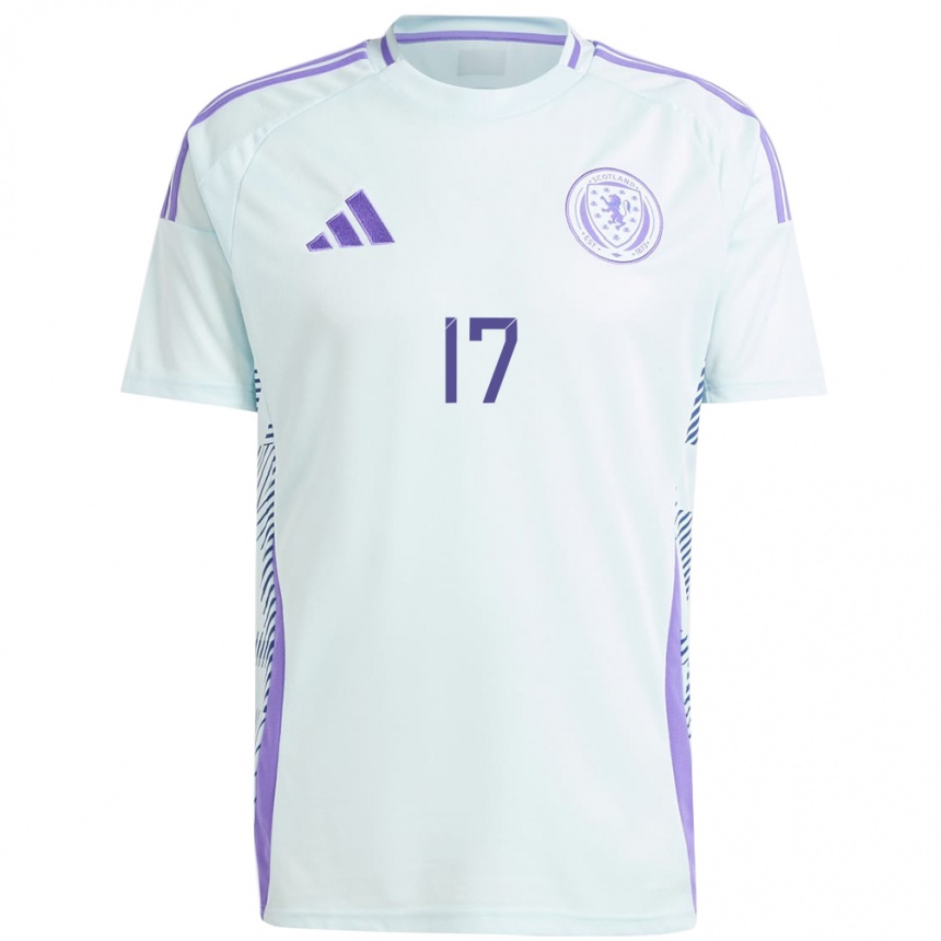 Hombre Fútbol Camiseta Escocia Finlay Hale #17 Azul Menta Claro 2ª Equipación 24-26