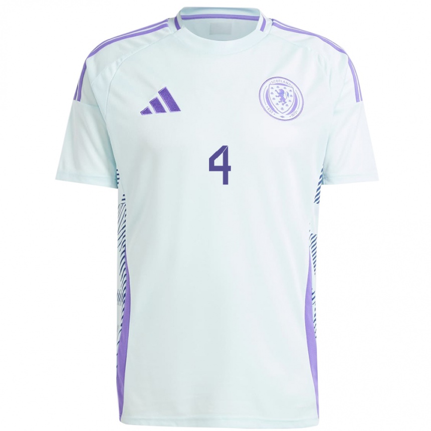 Hombre Fútbol Camiseta Escocia Joseph Mcgrath #4 Azul Menta Claro 2ª Equipación 24-26