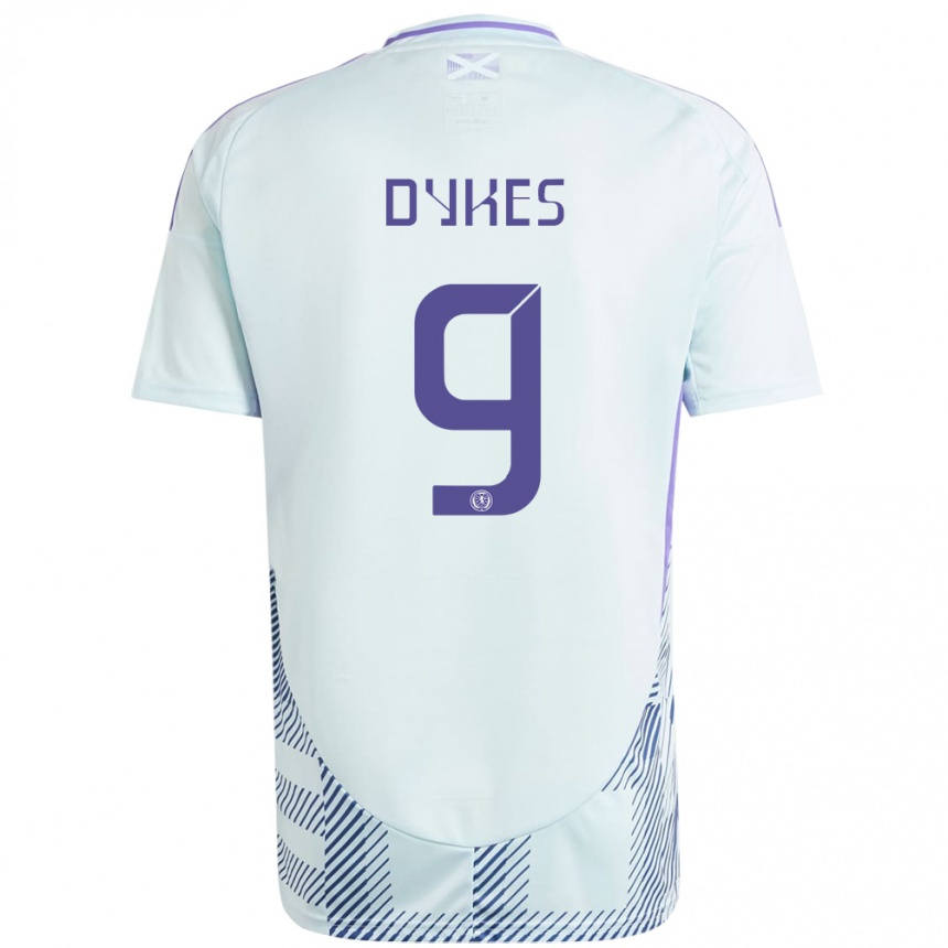 Hombre Fútbol Camiseta Escocia Lyndon Dykes #9 Azul Menta Claro 2ª Equipación 24-26