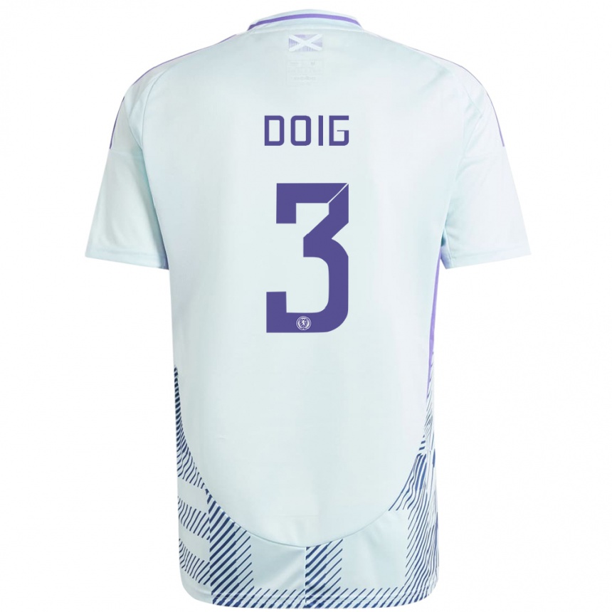 Hombre Fútbol Camiseta Escocia Josh Doig #3 Azul Menta Claro 2ª Equipación 24-26