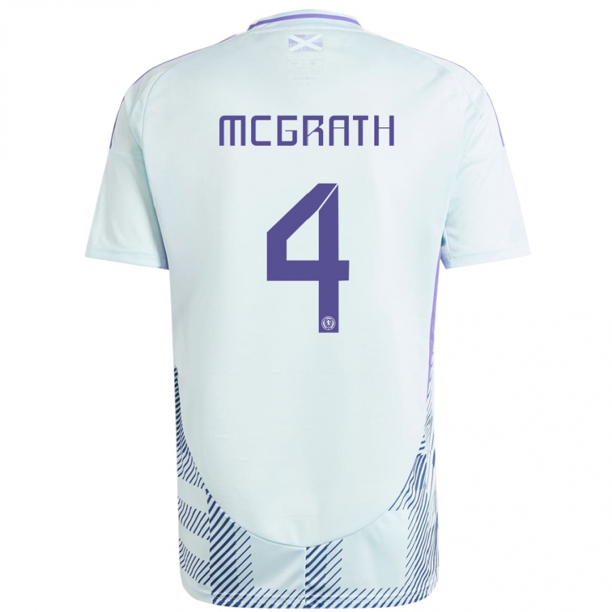 Hombre Fútbol Camiseta Escocia Joseph Mcgrath #4 Azul Menta Claro 2ª Equipación 24-26