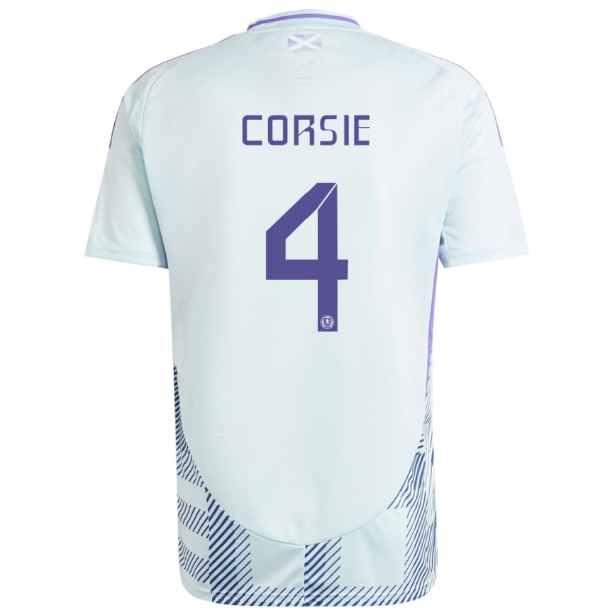 Hombre Fútbol Camiseta Escocia Rachel Corsie #4 Azul Menta Claro 2ª Equipación 24-26