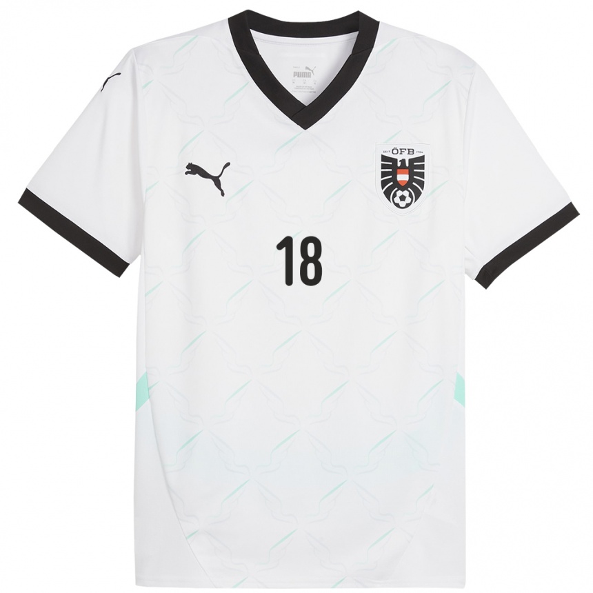 Hombre Fútbol Camiseta Austria Romano Schmid #18 Blanco 2ª Equipación 24-26