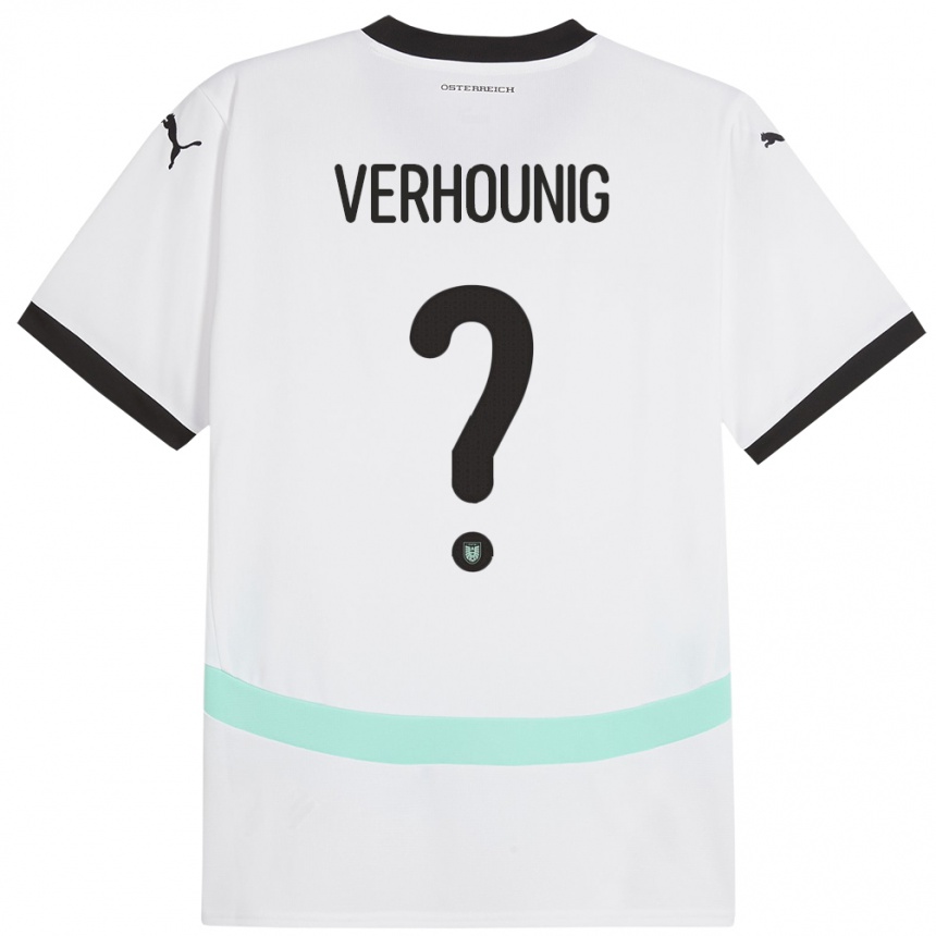 Hombre Fútbol Camiseta Austria Phillip Verhounig #0 Blanco 2ª Equipación 24-26