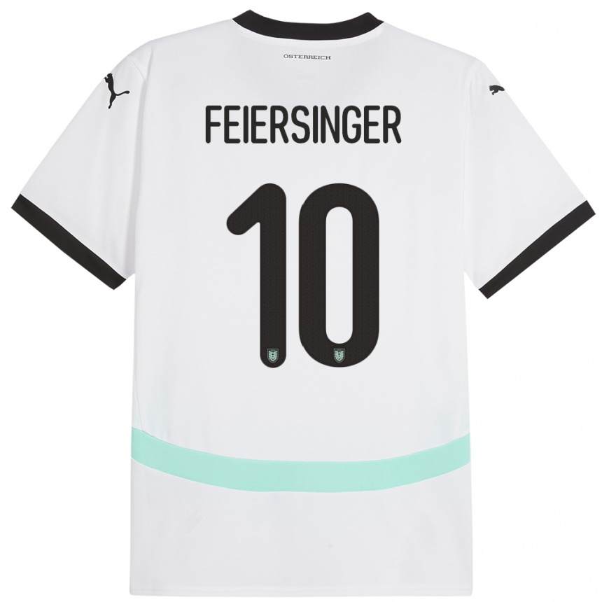 Hombre Fútbol Camiseta Austria Laura Feiersinger #10 Blanco 2ª Equipación 24-26