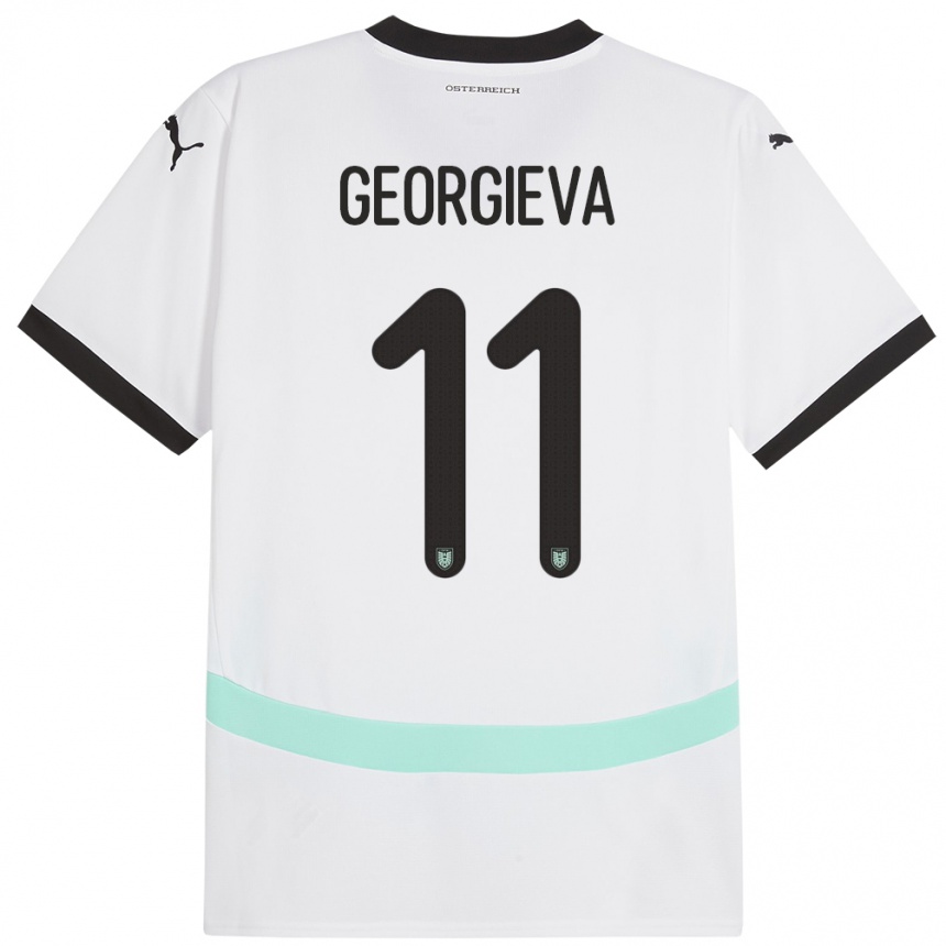 Hombre Fútbol Camiseta Austria Marina Georgieva #11 Blanco 2ª Equipación 24-26