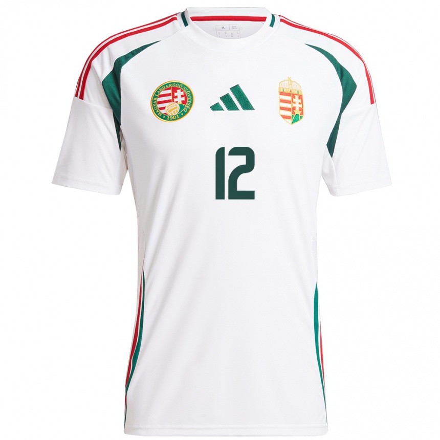 Hombre Fútbol Camiseta Hungría Lauren Brzykcy #12 Blanco 2ª Equipación 24-26